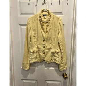 J. Crew‎ Yellow Academy Washed 100% Linen Blazer Jacket Womens Large